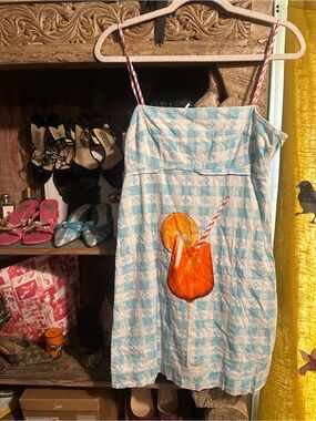 Novelty Rachel Antonoff Aperol Spritz GWEN Gingham Mini Dress Size 10